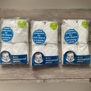 NWT Sealed Gerber Unisex Baby Toddler 12 Pack White Waterproof Diaper Cover 2 2T